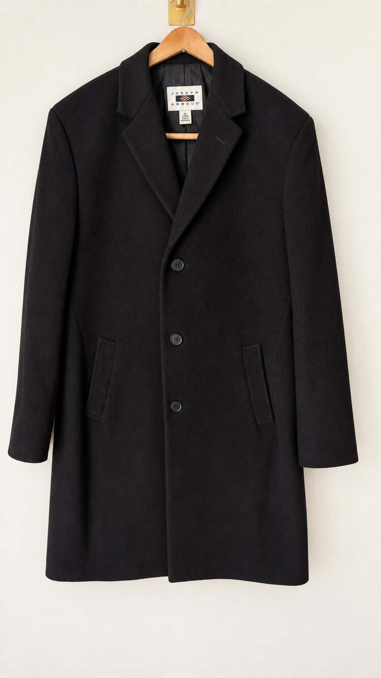 Joseph Abboud Wool Blend Overcoat Size 40 Long Black